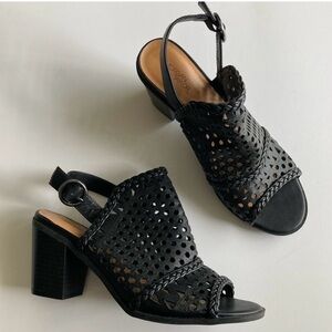 Morgan Taylor Black Ankle Strap Sandal Heels Size 7